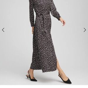 Chicos Black Polka Dot Maxi Dress